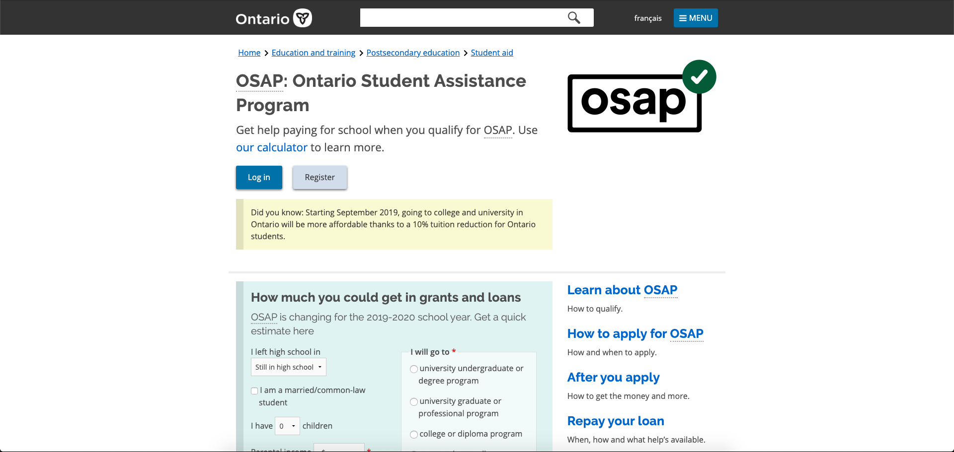 Student grants and loans